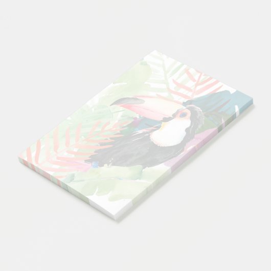 Toucan Portrait mit tropischen Blätter Post-it Klebezettel (angewinkelt)
