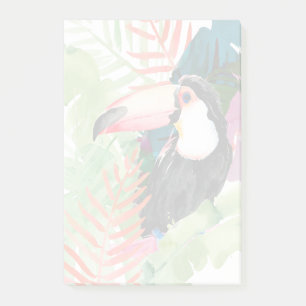 Toucan Portrait mit tropischen Blätter Post-it Klebezettel
