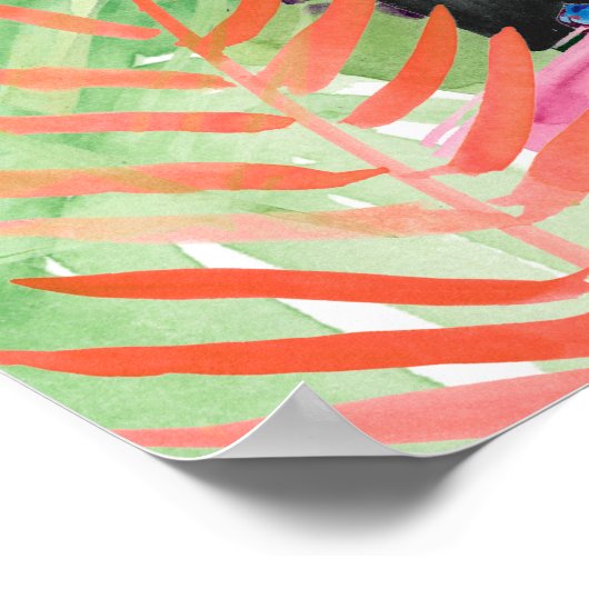 Toucan Portrait mit tropischen Blätter Poster (Ecke)