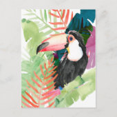 Toucan Portrait mit tropischen Blätter Postkarte (Vorderseite)