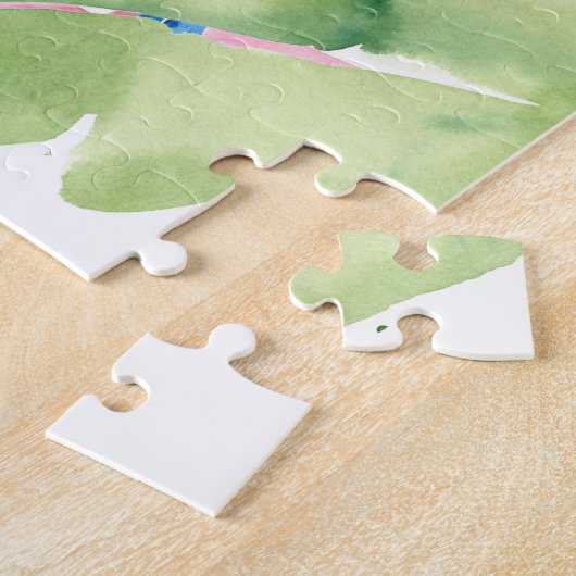 Toucan Portrait mit tropischen Blätter Puzzle (Seite)