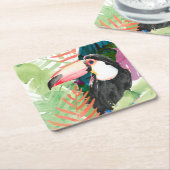 Toucan Portrait mit tropischen Blätter Rechteckiger Pappuntersetzer (angewinkelt)