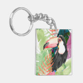 Toucan Portrait mit tropischen Blätter Schlüsselanhänger (Vorderseite links)