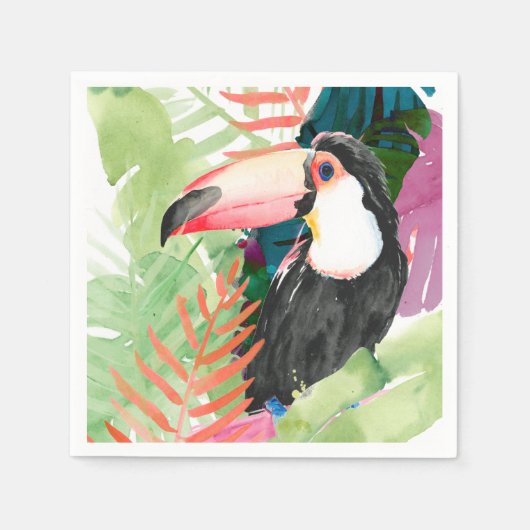 Toucan Portrait mit tropischen Blätter Serviette (Vorderseite)
