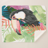 Toucan Portrait mit tropischen Blätter Sherpadecke (Vorderseite (Horizontal))