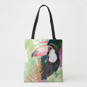 Toucan Portrait mit tropischen Blätter Tasche (Vorderseite)