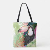 Toucan Portrait mit tropischen Blätter Tasche (Rückseite)