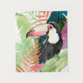 Toucan Portrait mit tropischen Blätter Wandteppich (Vorderseite)