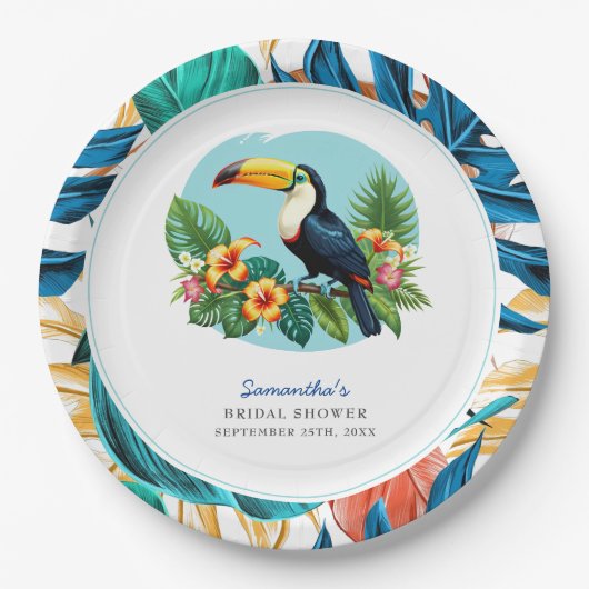 Toucan Tropenwald Summers Brautparty Pappteller (Vorderseite)
