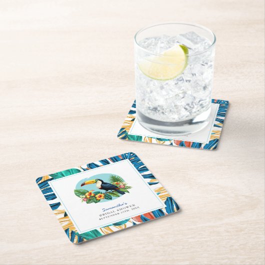 Toucan Tropenwald Summers Brautparty Rechteckiger Pappuntersetzer (Vor Ort)