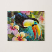 Toucan Tropical Bird und Hibiskus Blume Puzzle (Horizontal)