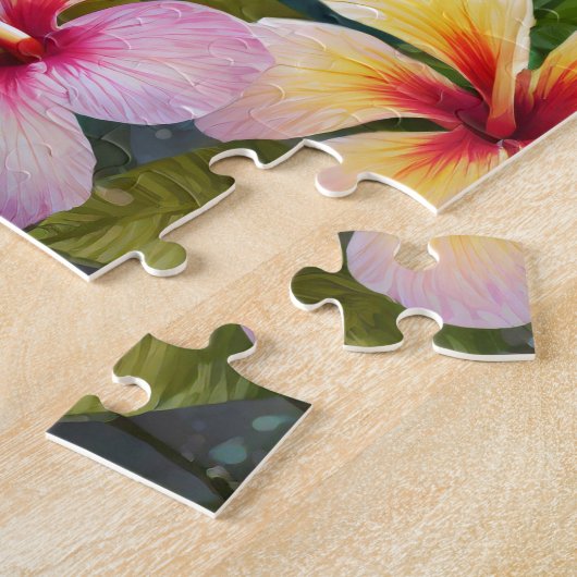 Toucan Tropical Bird und Hibiskus Blume Puzzle (Seite)