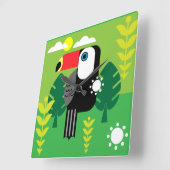 Toucan Tropical Birds Quadratische Wanduhr (Winkel)