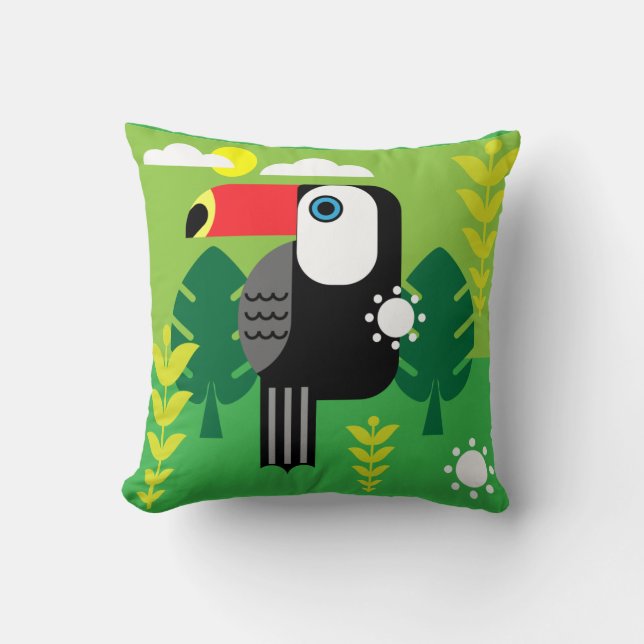 Toucan Tropical Birds Throw Kissen (Vorderseite)