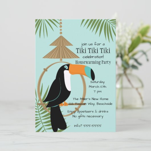 Toucan Tropical Einladung (Stehend Vorderseite)