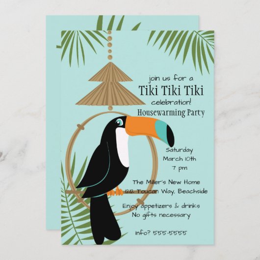 Toucan Tropical Einladung (Vorne/Hinten)