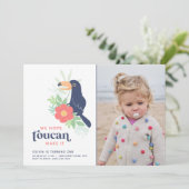 Toucan Tropical Palm Blätter Geburtstag Einladung (Stehend Vorderseite)
