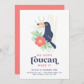 Toucan Tropical Palm Blätter Geburtstag Einladung (Vorne/Hinten)