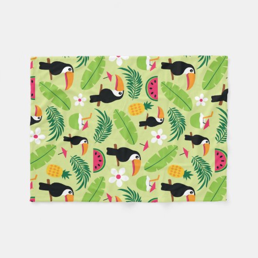 Toucan Tropical Summer Fleecedecke (Vorderseite (Horizontal))