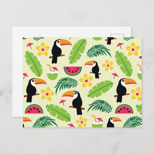 Toucan Tropical Summer Pattern Postkarte (Vorne/Hinten)
