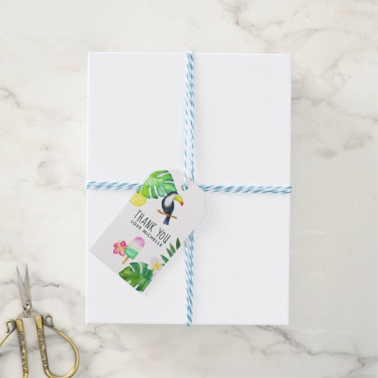 Toucan Tropical Watercolor Summer Party Geschenkanhänger (Mit Garn)