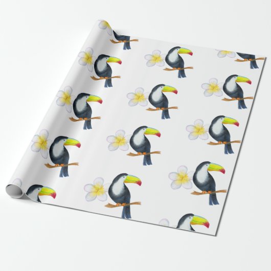 Toucan Tropical Watercolor Summer Party Geschenkpapier (Ungerollt)