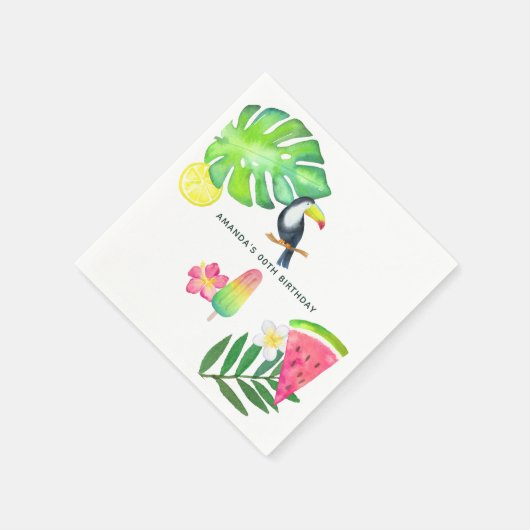 Toucan Tropical Watercolor Summer Party Serviette (Ecke)