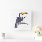 Toucan, tropischer Vogel Quadratische Wanduhr (Zuhause)