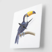 Toucan, tropischer Vogel Quadratische Wanduhr (Winkel)