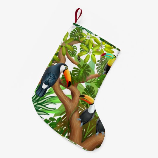 Toucan tropischer WeihnachtsStrumpf Kleiner Weihnachtsstrumpf (Vorderansicht (hängend))