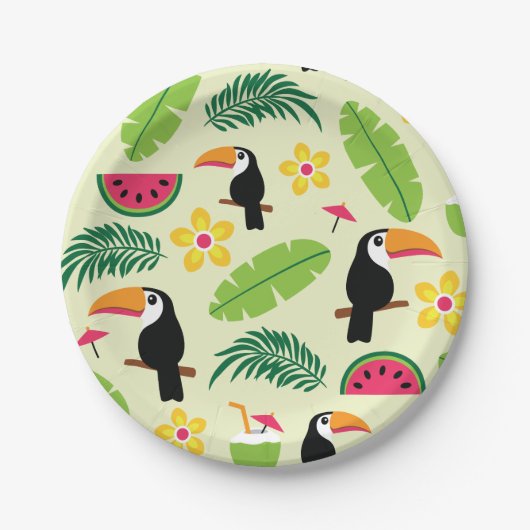 Toucan tropisches Sommer-Muster Pappteller (Vorderseite)