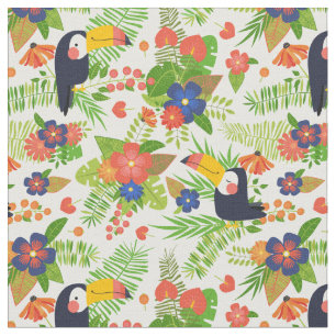 Toucan u. tropische Blumen Stoff