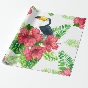Toucan und tropischer Blumenstrauß Geschenkpapier