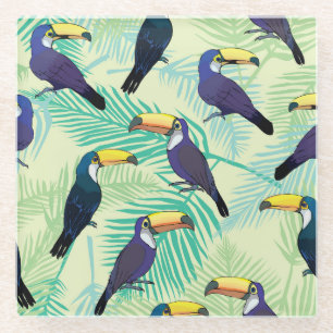 Toucan Vintage, farbige Illustration. Glasuntersetzer