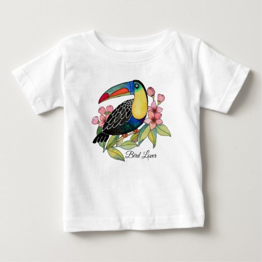 Toucan-Vogel mit Blume Baby T-shirt (Vorderseite)