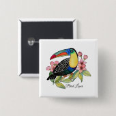 Toucan-Vogel mit Blume Button (Vorne & Hinten)