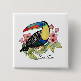 Toucan-Vogel mit Blume Button