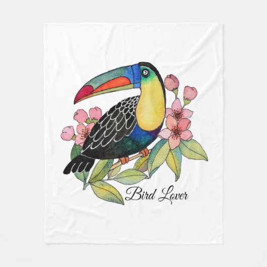 Toucan-Vogel mit Blume Fleecedecke (Vorderseite)