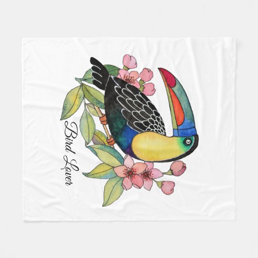 Toucan-Vogel mit Blume Fleecedecke (Vorderseite (Horizontal))