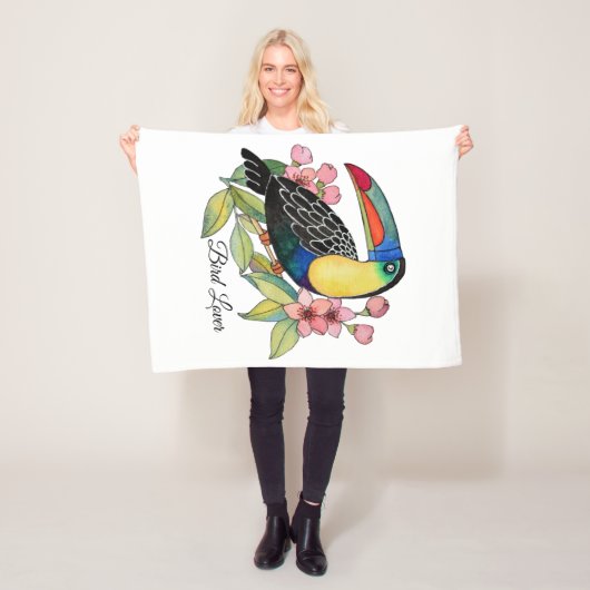 Toucan-Vogel mit Blume Fleecedecke (Beispiel)