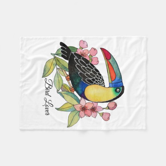 Toucan-Vogel mit Blume Fleecedecke (Vorderseite (Horizontal))