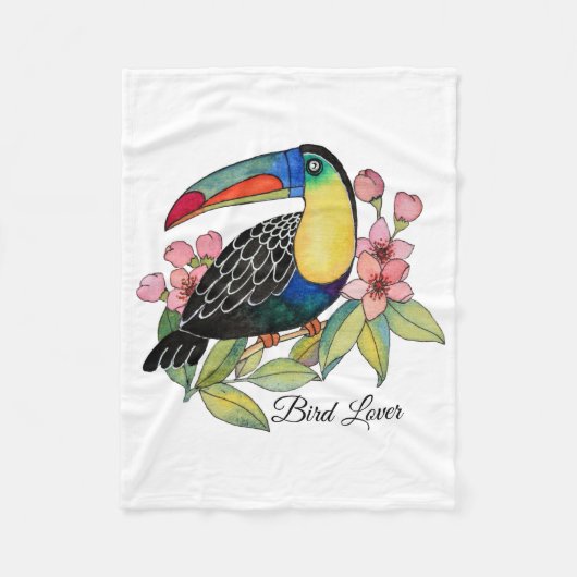 Toucan-Vogel mit Blume Fleecedecke (Vorderseite)