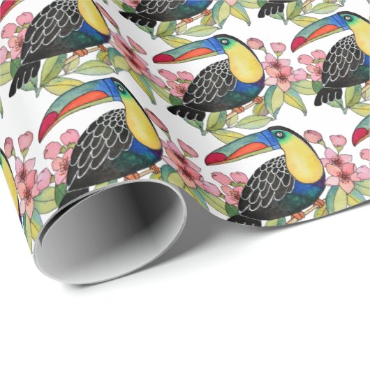 Toucan-Vogel mit Blume Geschenkpapier (Rolleneckpunkt)