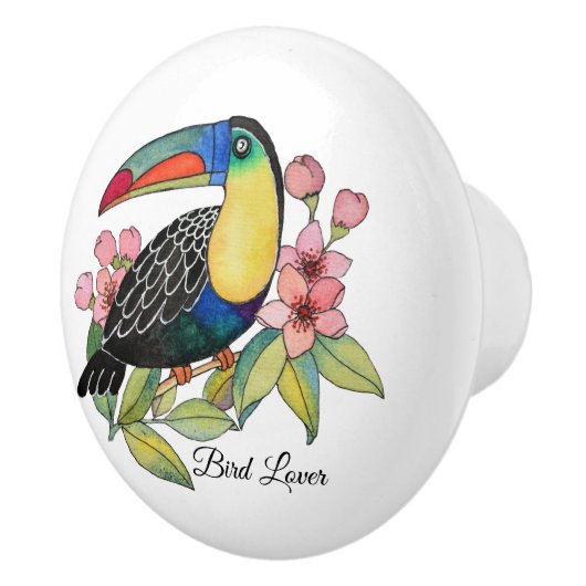 Toucan-Vogel mit Blume Keramikknauf (Rechts)