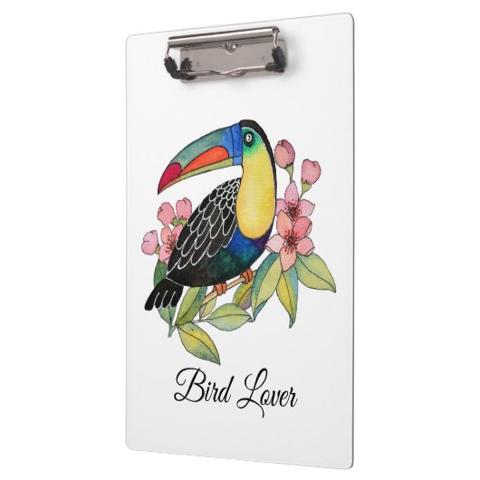 Toucan-Vogel mit Blume Klemmbrett (Links)