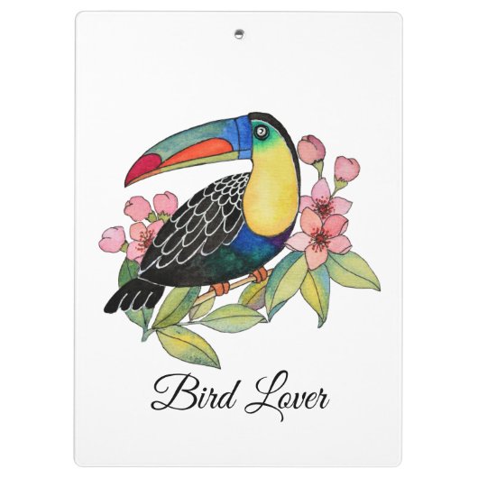 Toucan-Vogel mit Blume Klemmbrett (Rückseite)