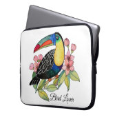 Toucan-Vogel mit Blume Laptopschutzhülle (Vorderseite Links)