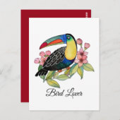 Toucan-Vogel mit Blume Postkarte (Vorne/Hinten)
