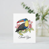 Toucan-Vogel mit Blume Postkarte (Stehend Vorderseite)