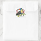 Toucan-Vogel mit Blume Quadratischer Aufkleber (Tasche)